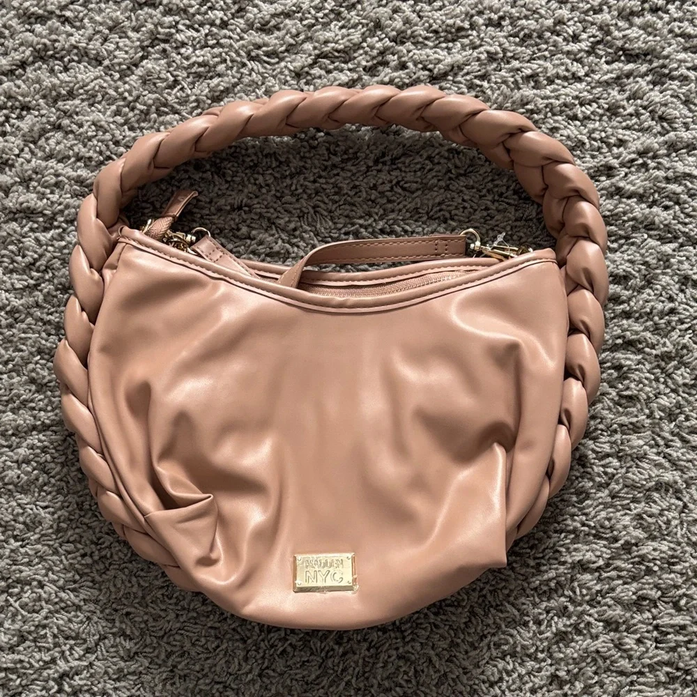 Madden NYC Luxurious Braided Handle Hobo Bag in Nude - Picture 2 of 10